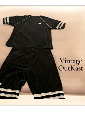 RARE 💥OUTKAST Vintage Velour Top & Shorts Streetwear Set